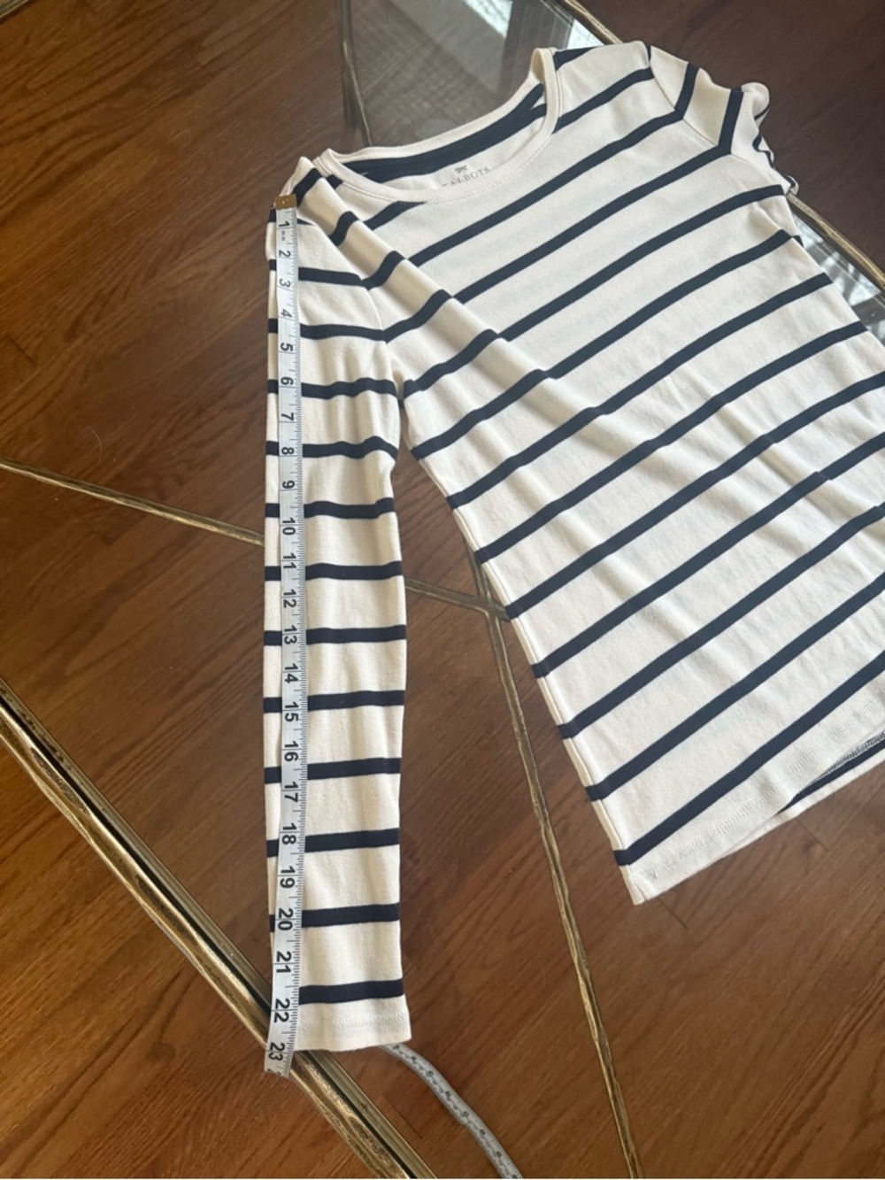 Talbots Striped Long Sleeve Knit Top - Ivory & Navy Sz SP - Picture 9 of 11